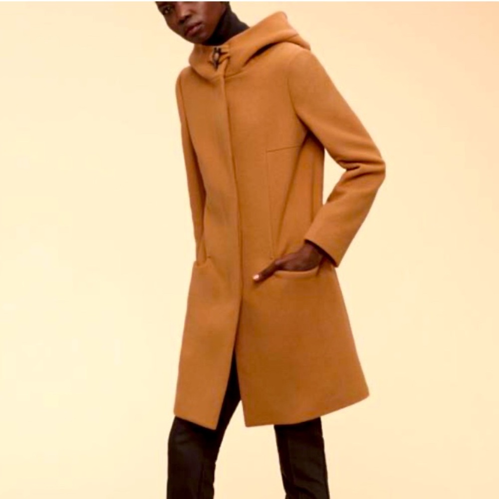 Aritza Babaton Wool Cashmere Blend Camel Wool Hoodie Coat Size S